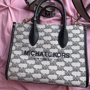 Michael Kors Monogram Black and White Satchel